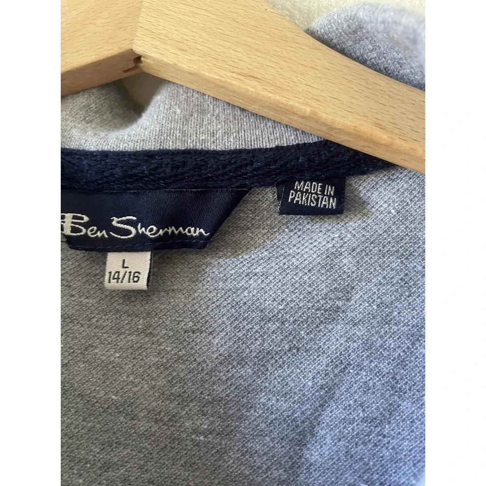 Ben Sherman Light Gray‎ Polo Shirt Boy Size Large 14/16 Preppy Collar Buttons